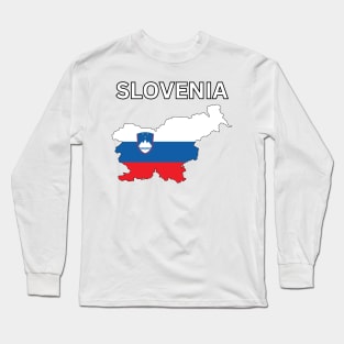 Slovenia Flag Map Long Sleeve T-Shirt